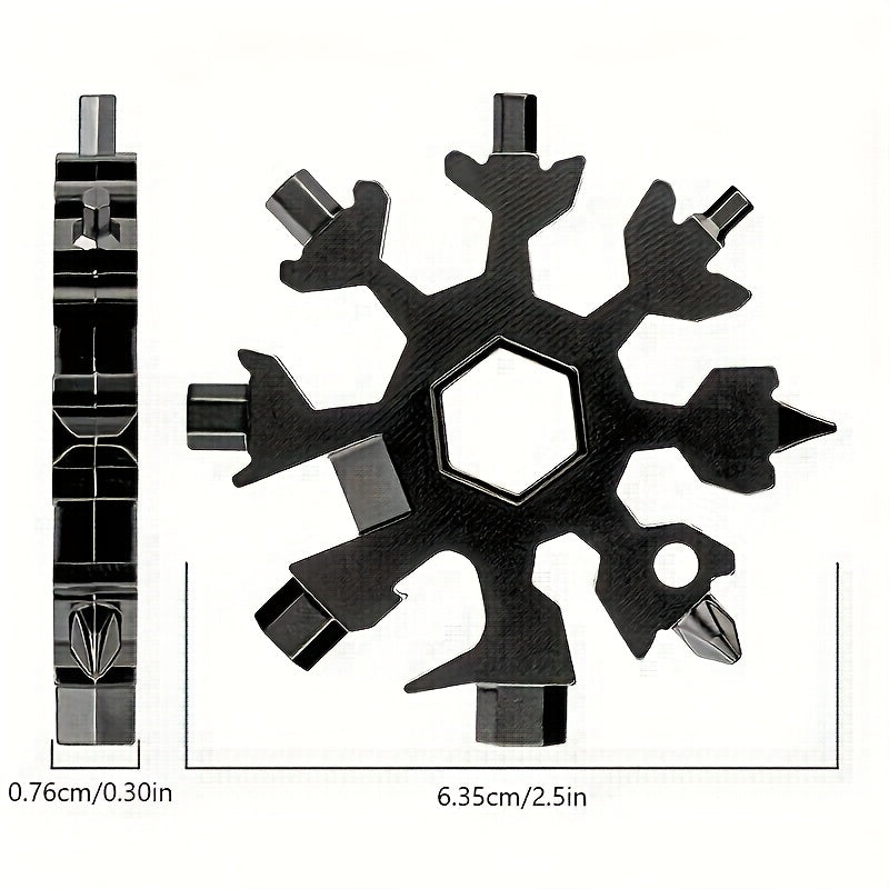 Snowflake Multi-Tool – 18-in-1 Stainless Steel EDC Tool with Screwdrivers, Wrenches & Bottle Opener