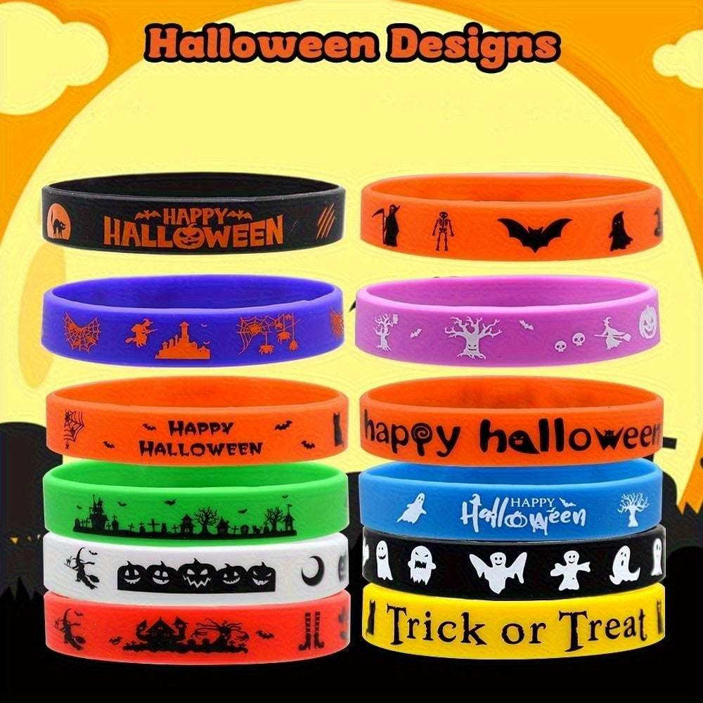40pcs Halloween Party Favors Bracelets Multi-item Party Supplies Set, for People Halloween Party Gift Silicone Bracelet, Rubber Wristband, Suitable for Halloween Party Trick-or-treat Gift Bag Fillers, Decorative Accessories and Supplies