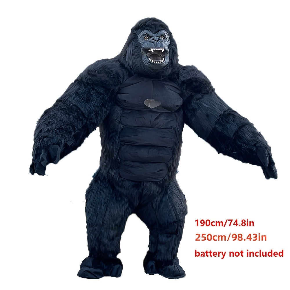 Giant Black Gorilla Inflatable Costume - Cartoon Cool Large Animal Jumpsuit for Halloween, Christmas, Parties, Masquerade Balls, Family Gatherings, Birthday Surprises, and Festive Performances, Party Costume | Playful Design | Durable Inflatable, Without