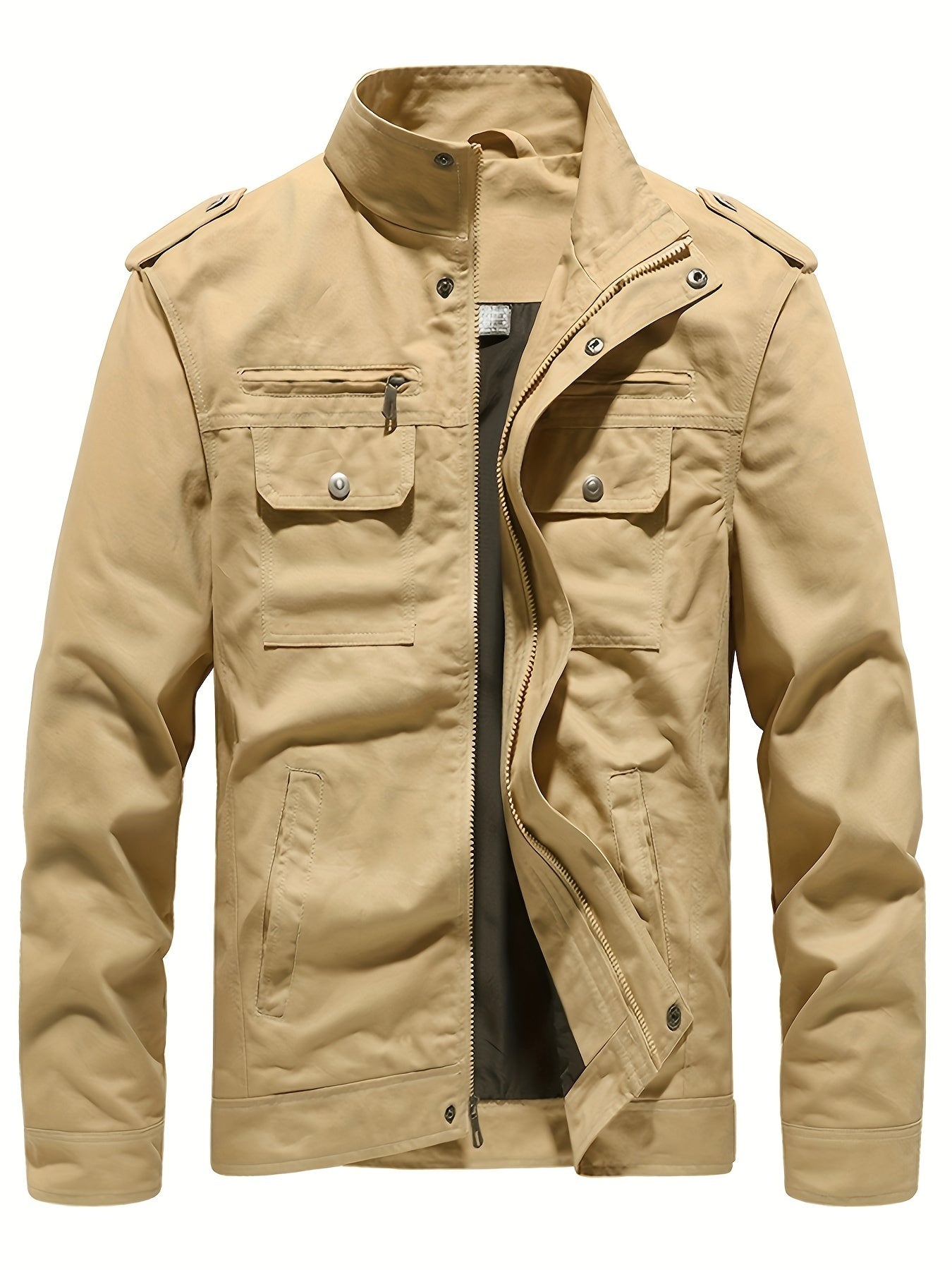 Men's Stand Collar Cotton Zipper Jacket – Casual Fashion Trench Coat