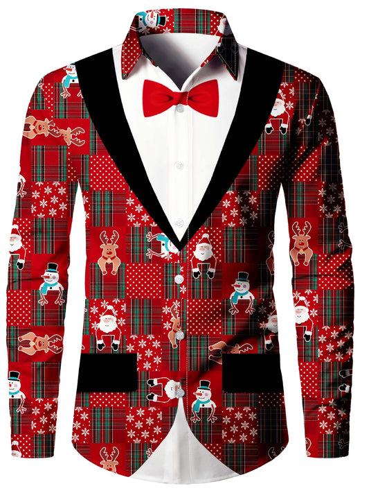 Men's Christmas Funny Allover Print Long Sleeve Shirt – Festive Holiday Style