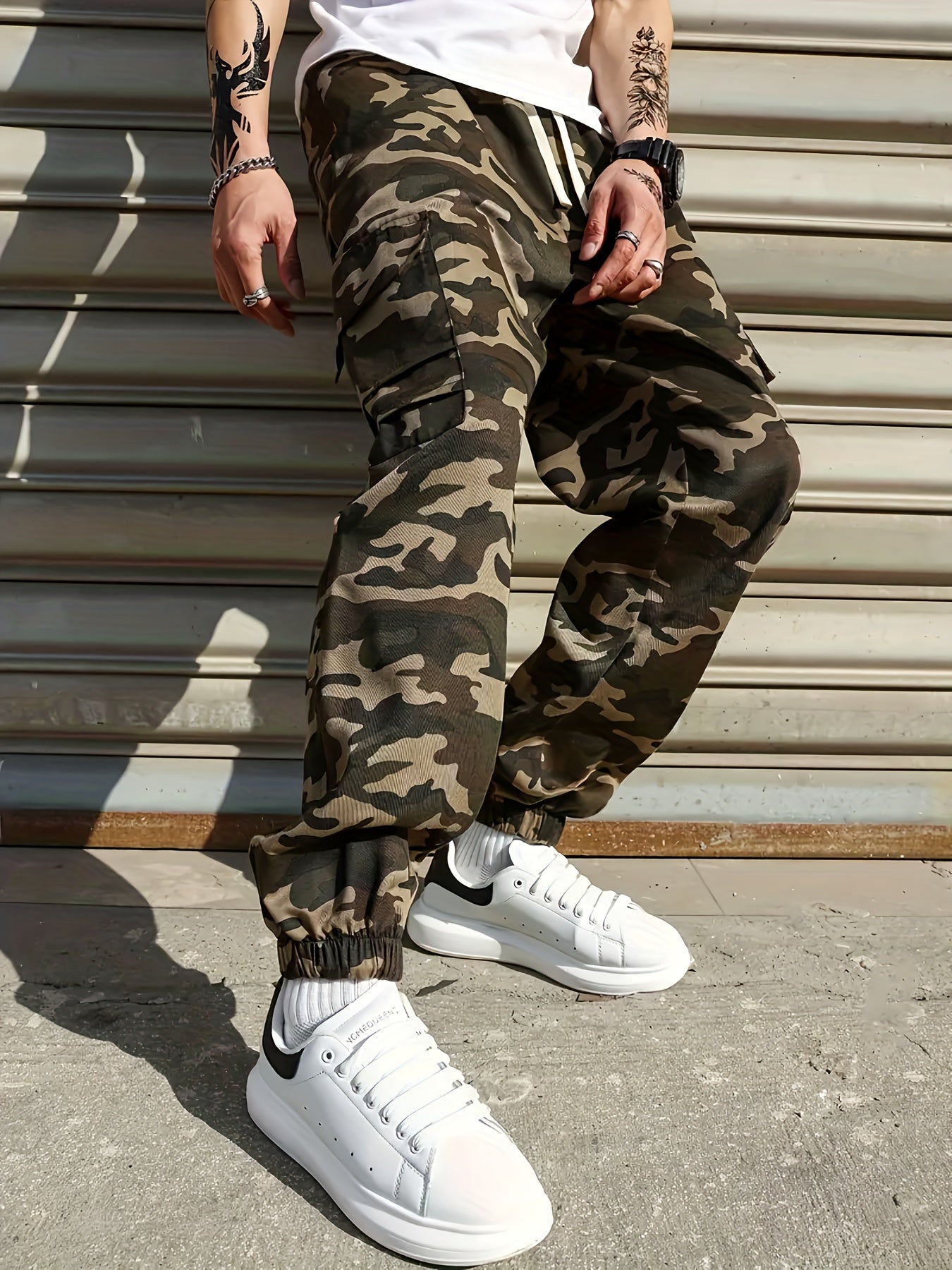 Men’s Camouflage Cargo Pants – Casual, Regular Fit with Drawstring & Pockets