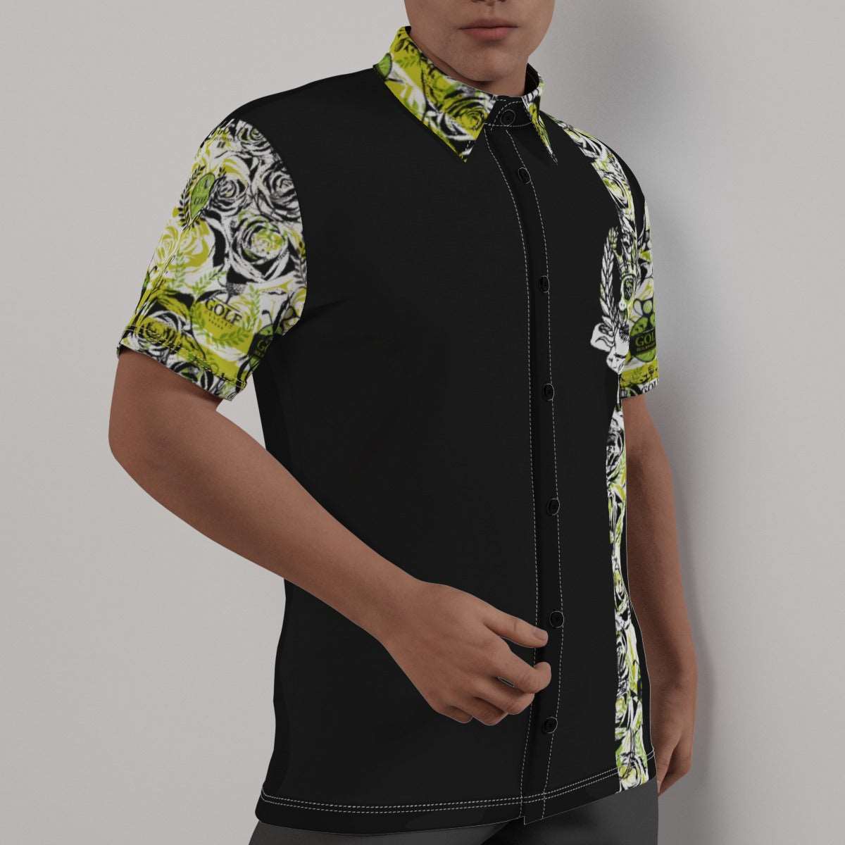 Office shirt edition Light Green Rose skull  All-Over Print Men's Shirt - Merencalle