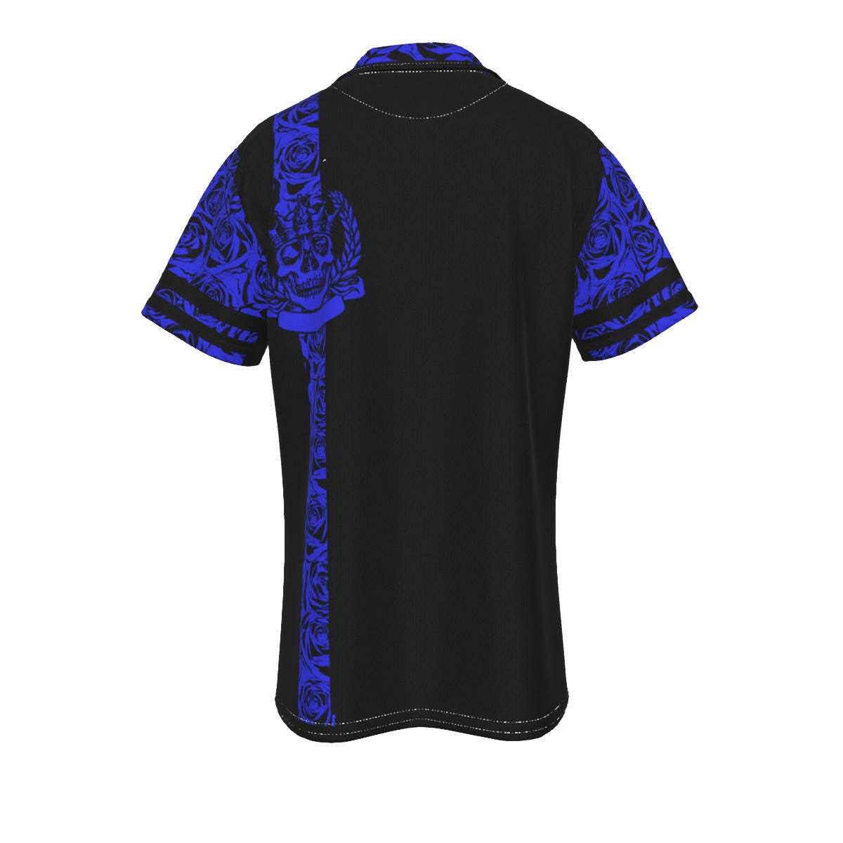 Office shirt edition Blue Rose skull All-Over Print Men's Polo Shirt - Merencalle