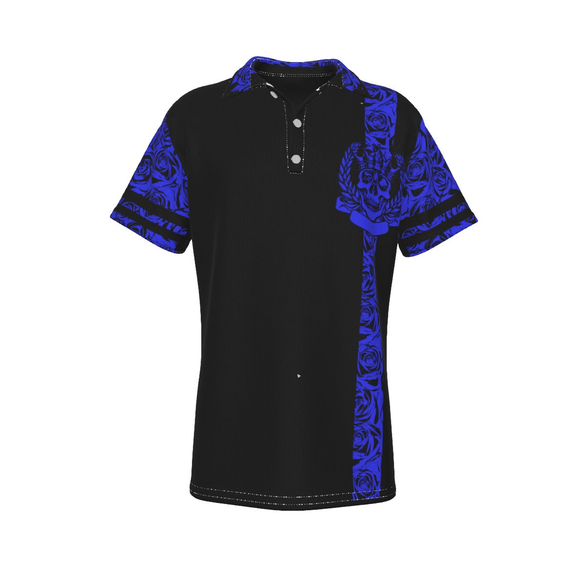 Office shirt edition Blue Rose skull All-Over Print Men's Polo Shirt - Merencalle