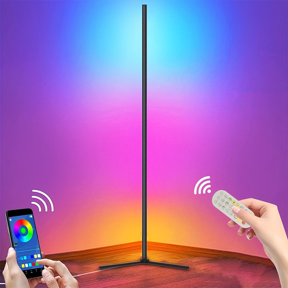 56-Inch RGB Corner Floor Lamp – Color Changing LED with Music Sync, Remote & App Control