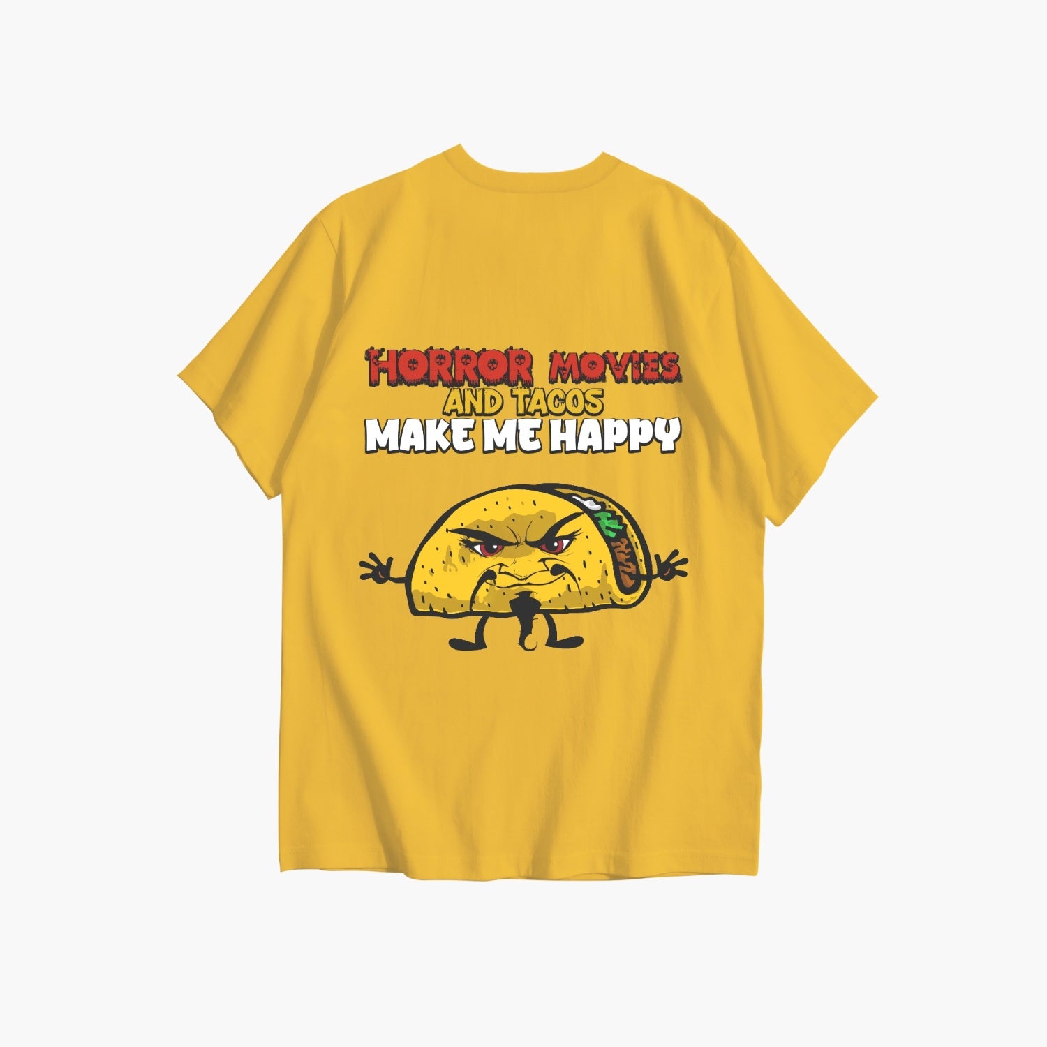 Custom front print - Evil Taco - Horror movies and taco make me happy Unisex Ultra Cotton Tee - Merencalle