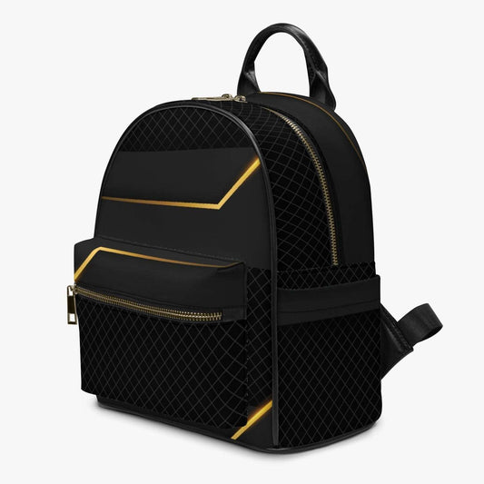 Black and gold stripes All Over Printed PU Backpack - Merencalle