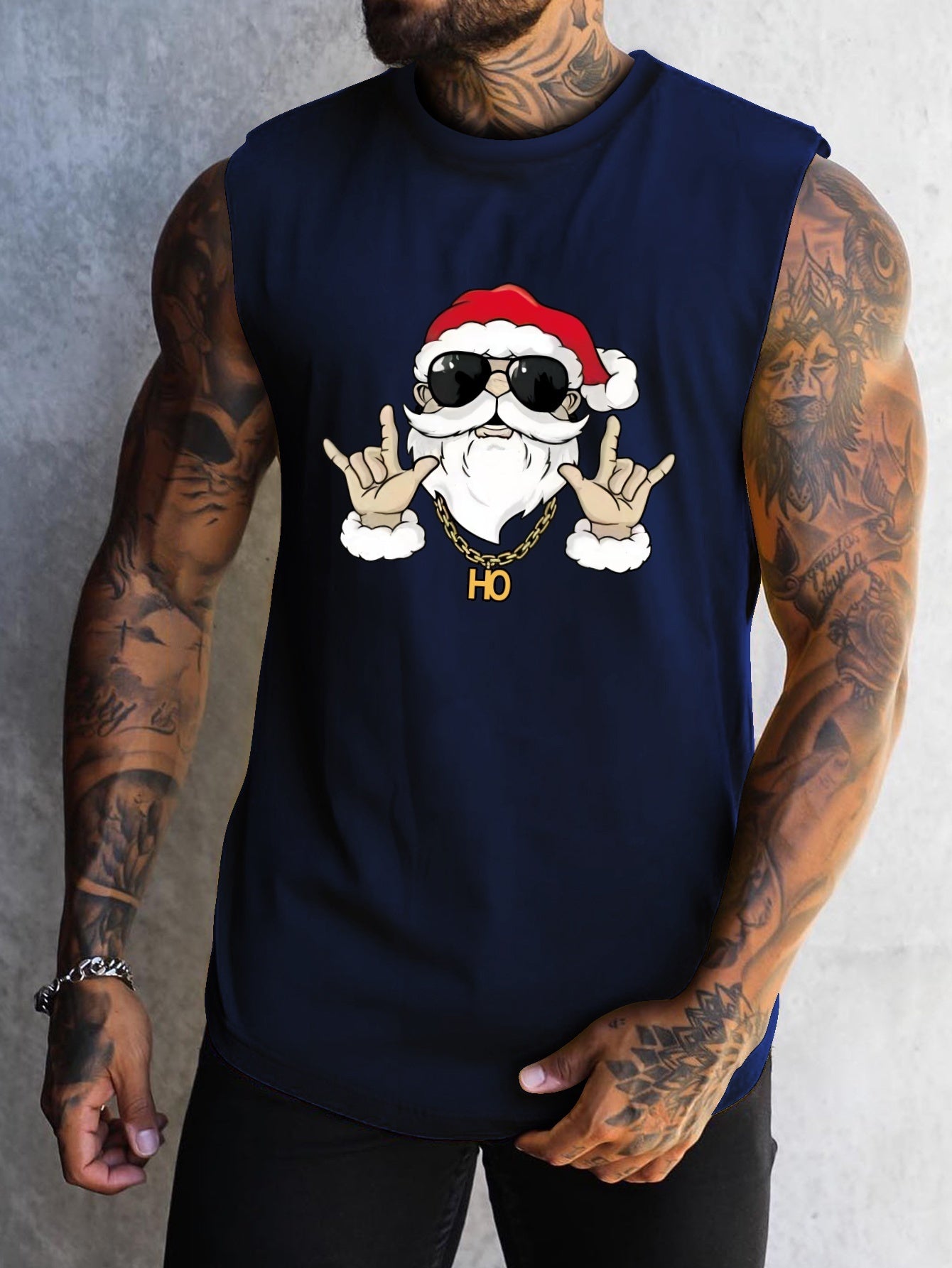 Men's Christmas Santa Claus Quick-Dry Athletic Tank Tops – Moisture-Wicking Sleeveless Gym Shirt for Workout & Running