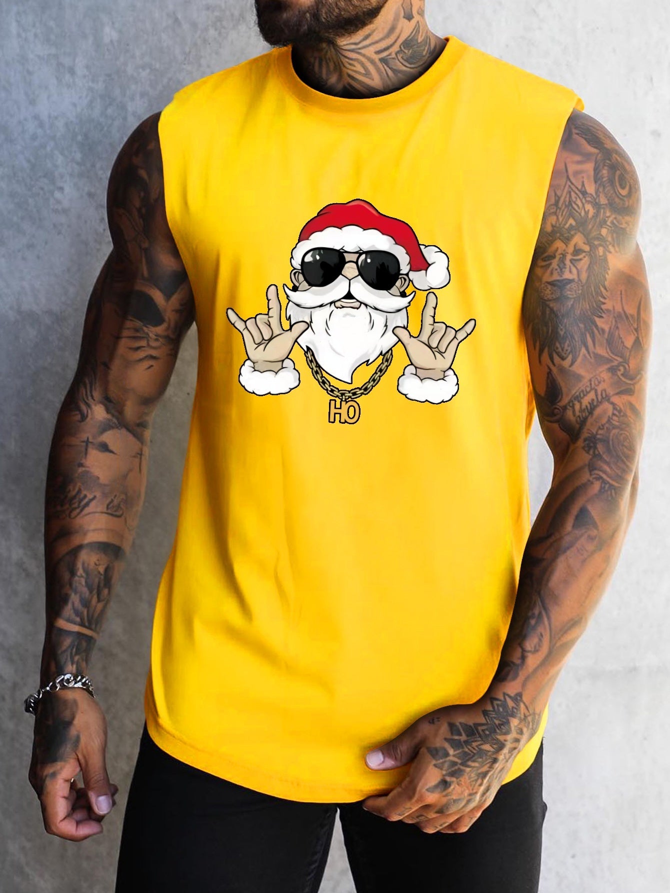 Men's Christmas Santa Claus Quick-Dry Athletic Tank Tops – Moisture-Wicking Sleeveless Gym Shirt for Workout & Running