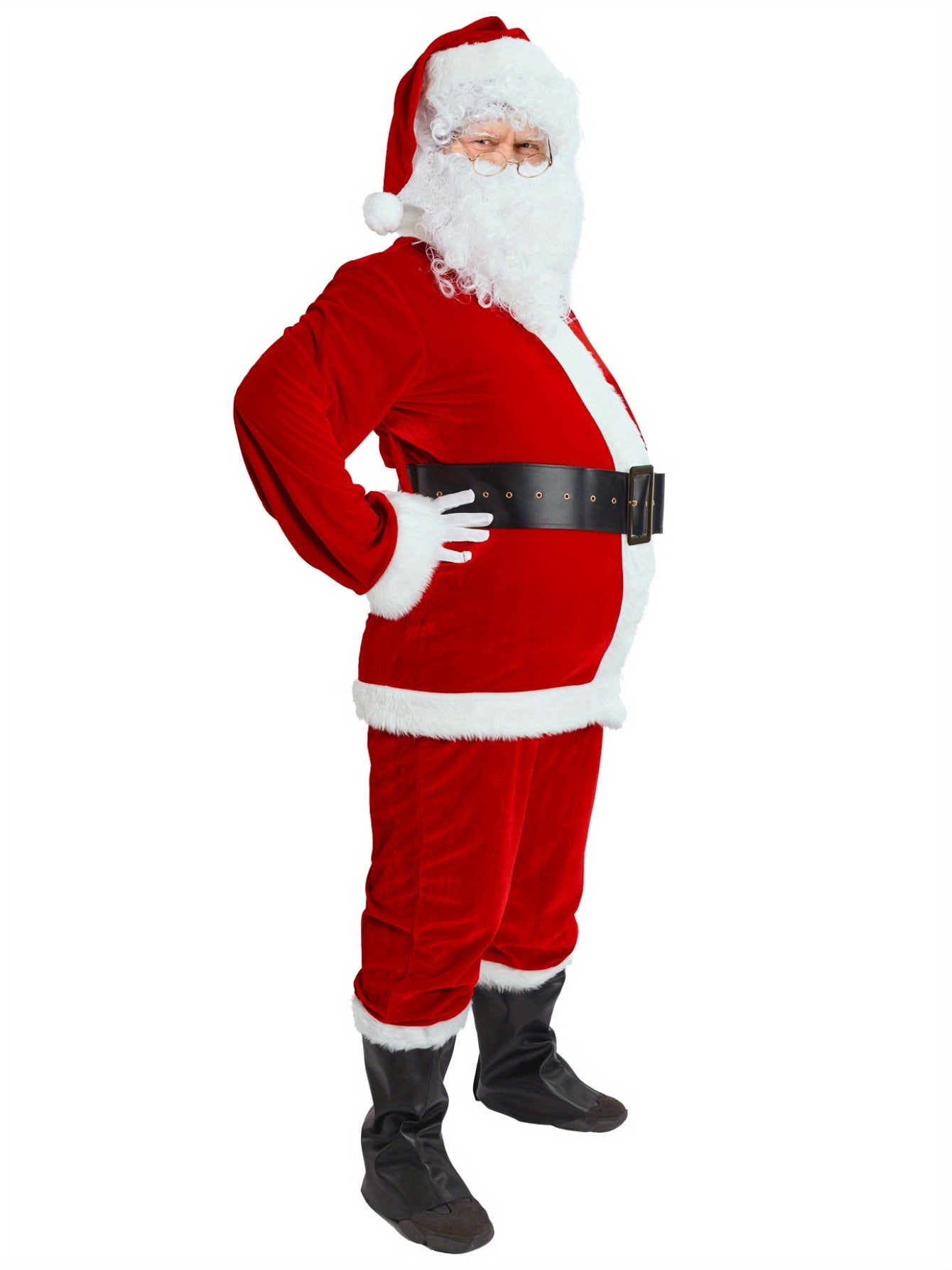 10-Piece Santa Claus Costume – Adult Santa Suit for Men & Women – Perfect for Christmas Party Cosplay