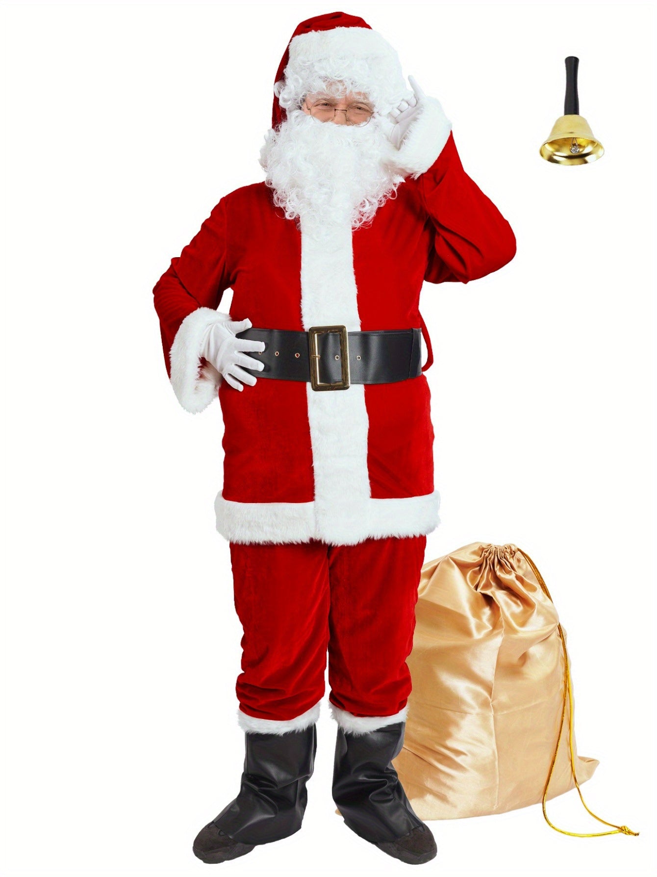 10-Piece Santa Claus Costume – Adult Santa Suit for Men & Women – Perfect for Christmas Party Cosplay