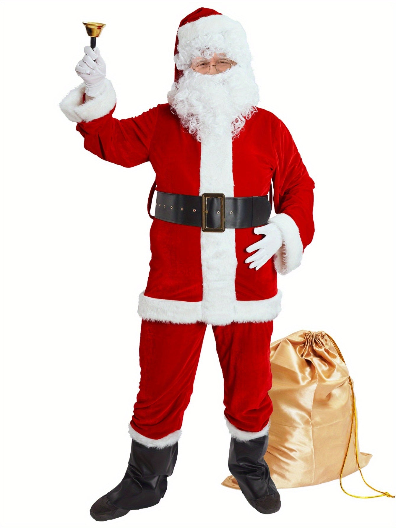 10-Piece Santa Claus Costume – Adult Santa Suit for Men & Women – Perfect for Christmas Party Cosplay