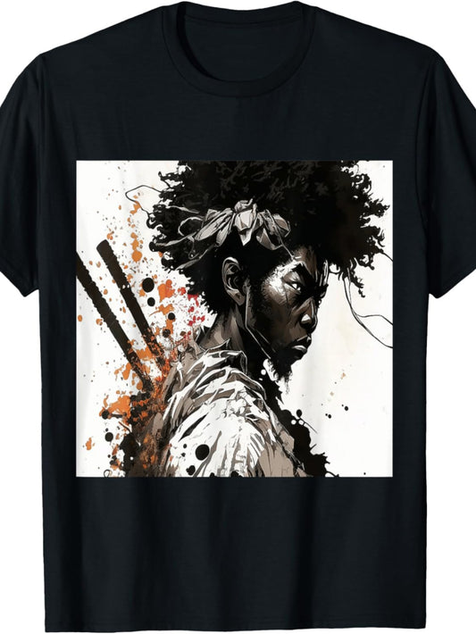 Afro American Samurai Anime Premium T-Shirt – Unique Cartoon Design