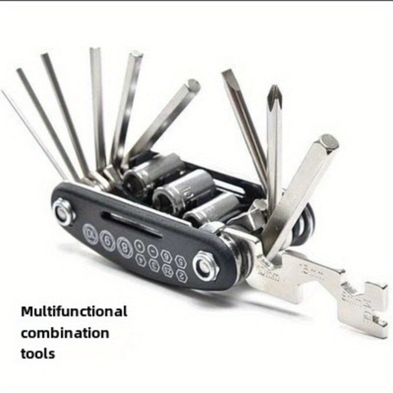 16-in-1 Folding Hex Wrench Multi-Tool – Portable Stainless Steel Repair Tool for Bikes & EDC