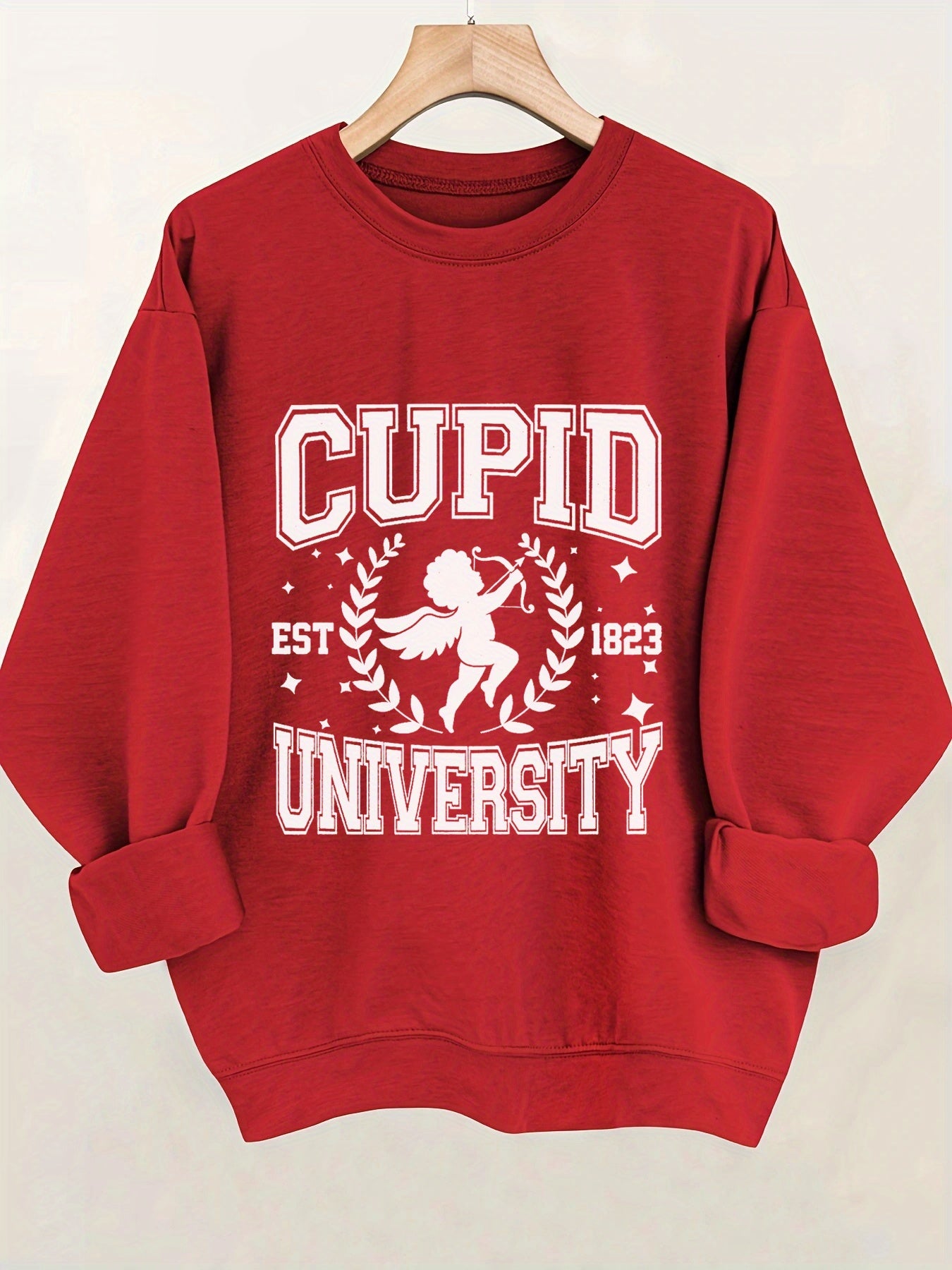 "Cupid University" Red Sweatshirt – Women's Casual Valentine's Day Pullover