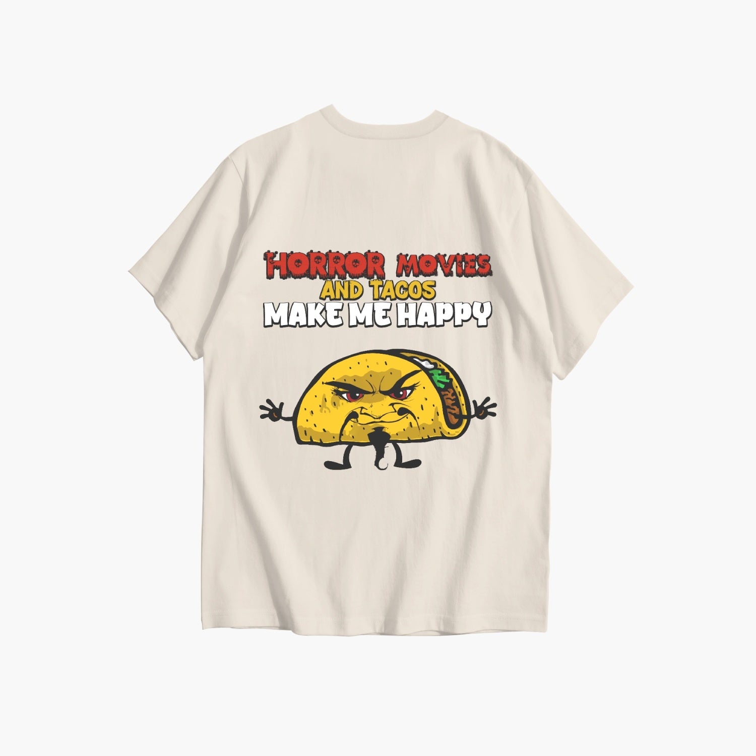 Custom front print - Evil Taco - Horror movies and taco make me happy Unisex Ultra Cotton Tee - Merencalle