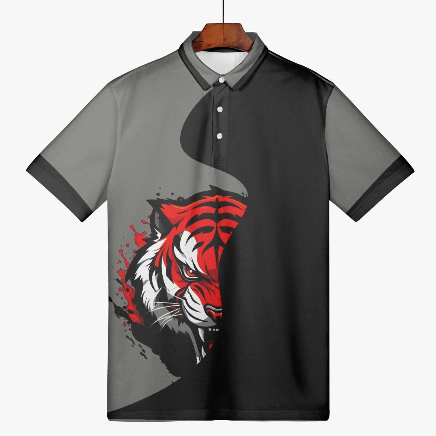 Office Shirt TIGER Handmade AOP Men Polo Shirt - Merencalle