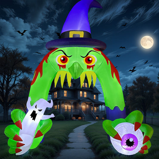 12ft Giant Witch Halloween Inflatables, Archway Outdoor Decorations with Bleeding Eyes & Claws, Halloween Blow Up Yard Decorations for Holiday Lawn Garden Outside Decor, Halloween Props, Halloween Gonflable, Halloween Decor, Outdoor Party Decor, Spooky A