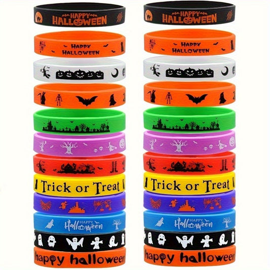 40pcs Halloween Party Favors Bracelets Multi-item Party Supplies Set, for People Halloween Party Gift Silicone Bracelet, Rubber Wristband, Suitable for Halloween Party Trick-or-treat Gift Bag Fillers, Decorative Accessories and Supplies