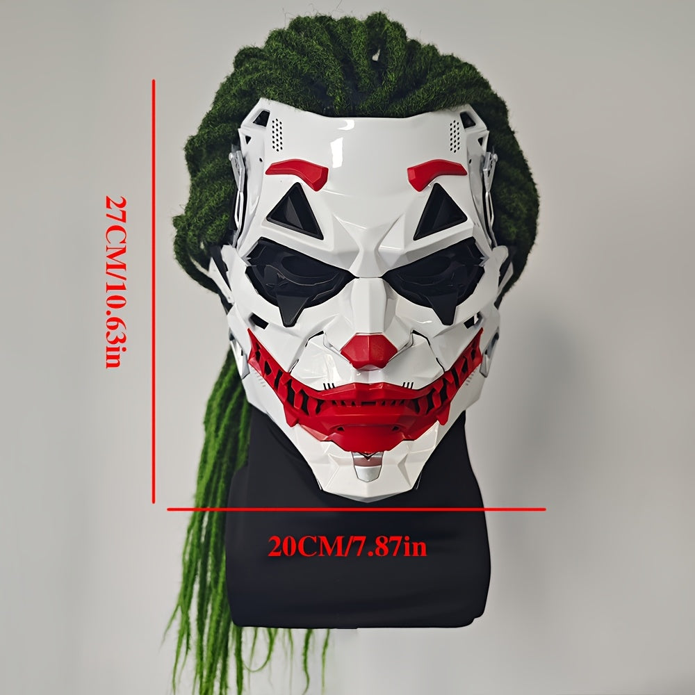 1pc Joker Clown Costume Mask - Inspired Horror Joker Mask with White & Red Lip Design, Clear Eyes & Sharp Jawline - Non-Toxic & Easy-to-Wear for Cosplay, Carnival, Costume Parties - Joker Makeup Effect for Adults & Teens (No /Electrical Components) - Fun