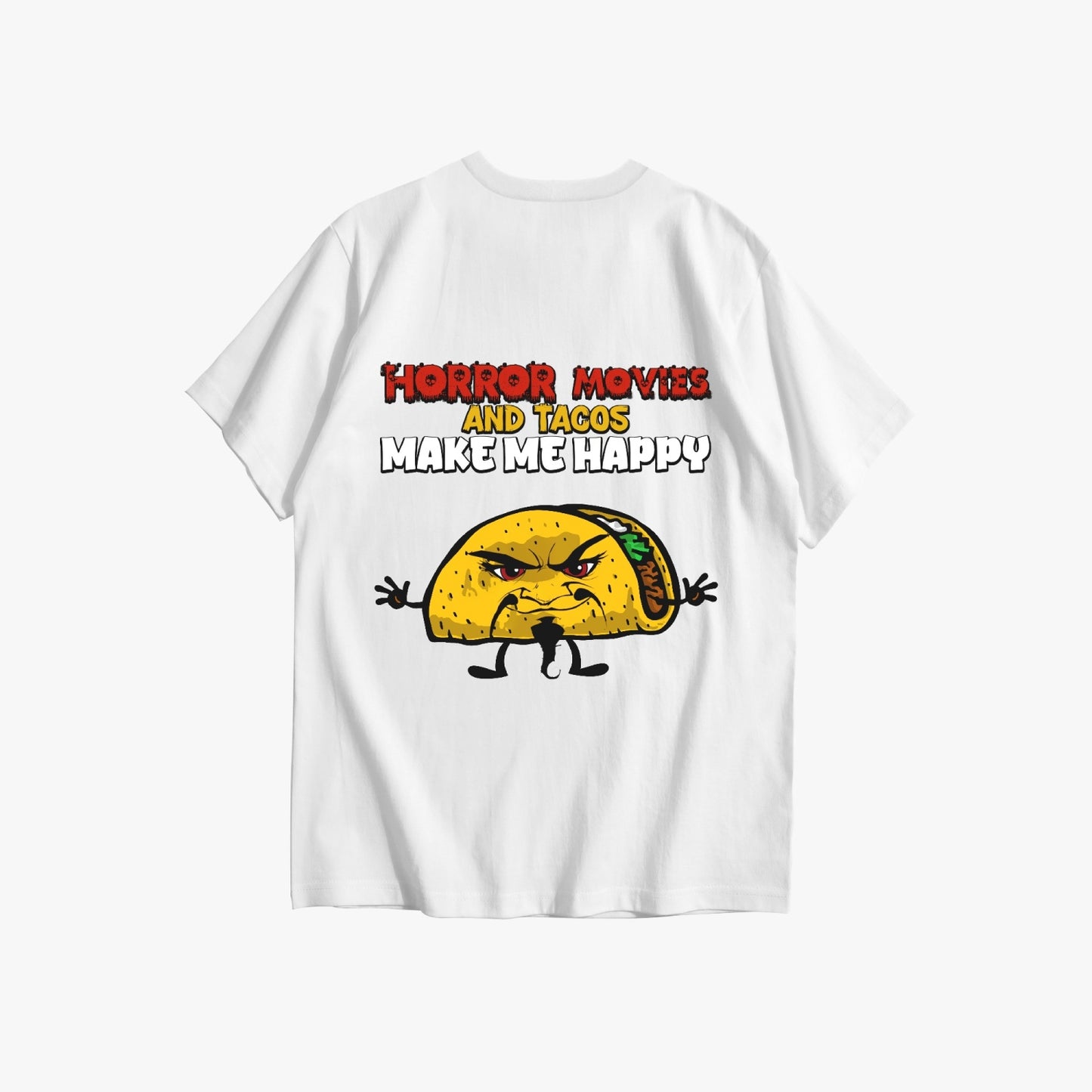 Custom front print - Evil Taco - Horror movies and taco make me happy Unisex Ultra Cotton Tee - Merencalle