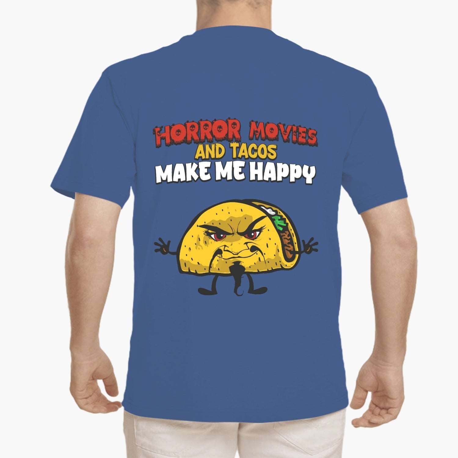 Custom front print - Evil Taco - Horror movies and taco make me happy Unisex Ultra Cotton Tee - Merencalle