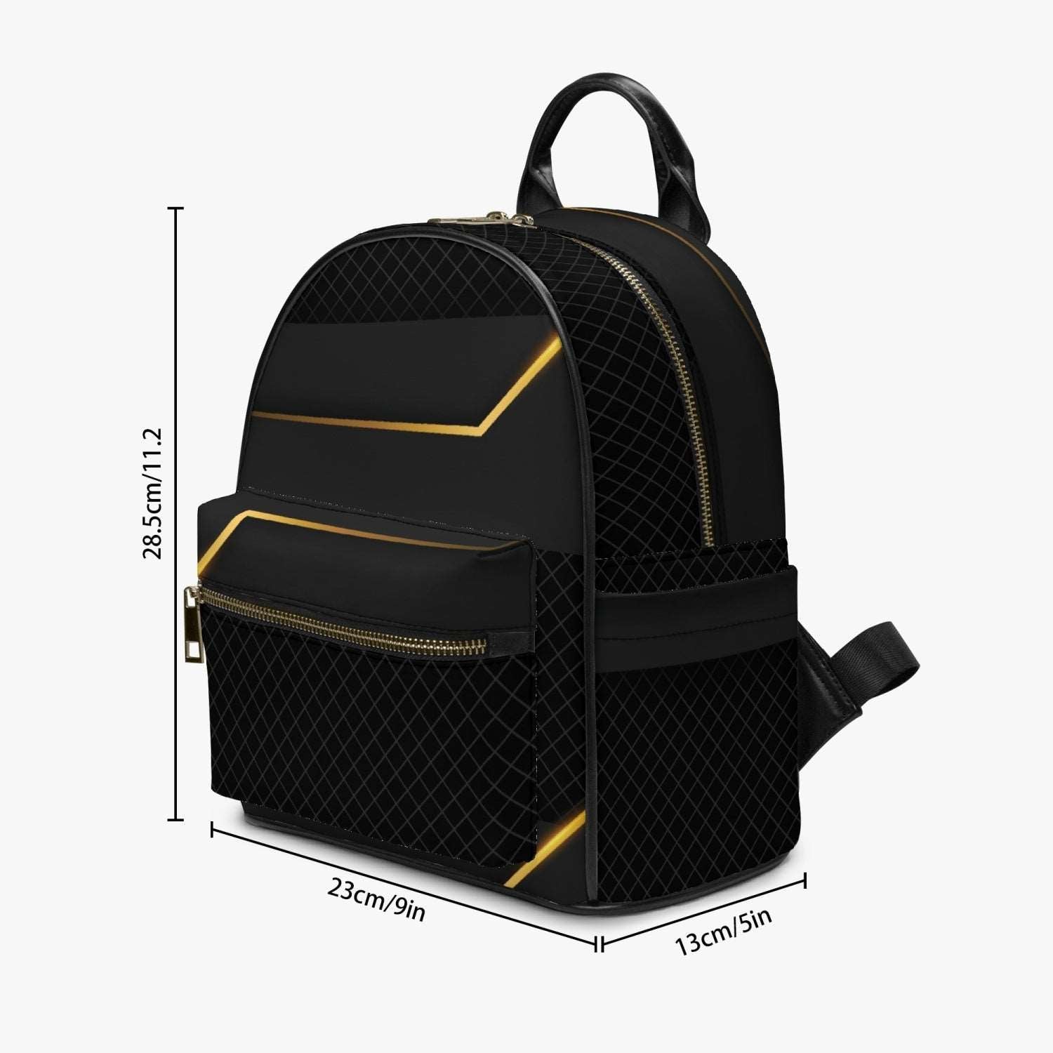 Black and gold stripes All Over Printed PU Backpack - Merencalle