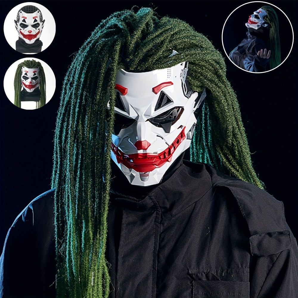 1pc Joker Clown Costume Mask - Inspired Horror Joker Mask with White & Red Lip Design, Clear Eyes & Sharp Jawline - Non-Toxic & Easy-to-Wear for Cosplay, Carnival, Costume Parties - Joker Makeup Effect for Adults & Teens (No /Electrical Components) - Fun