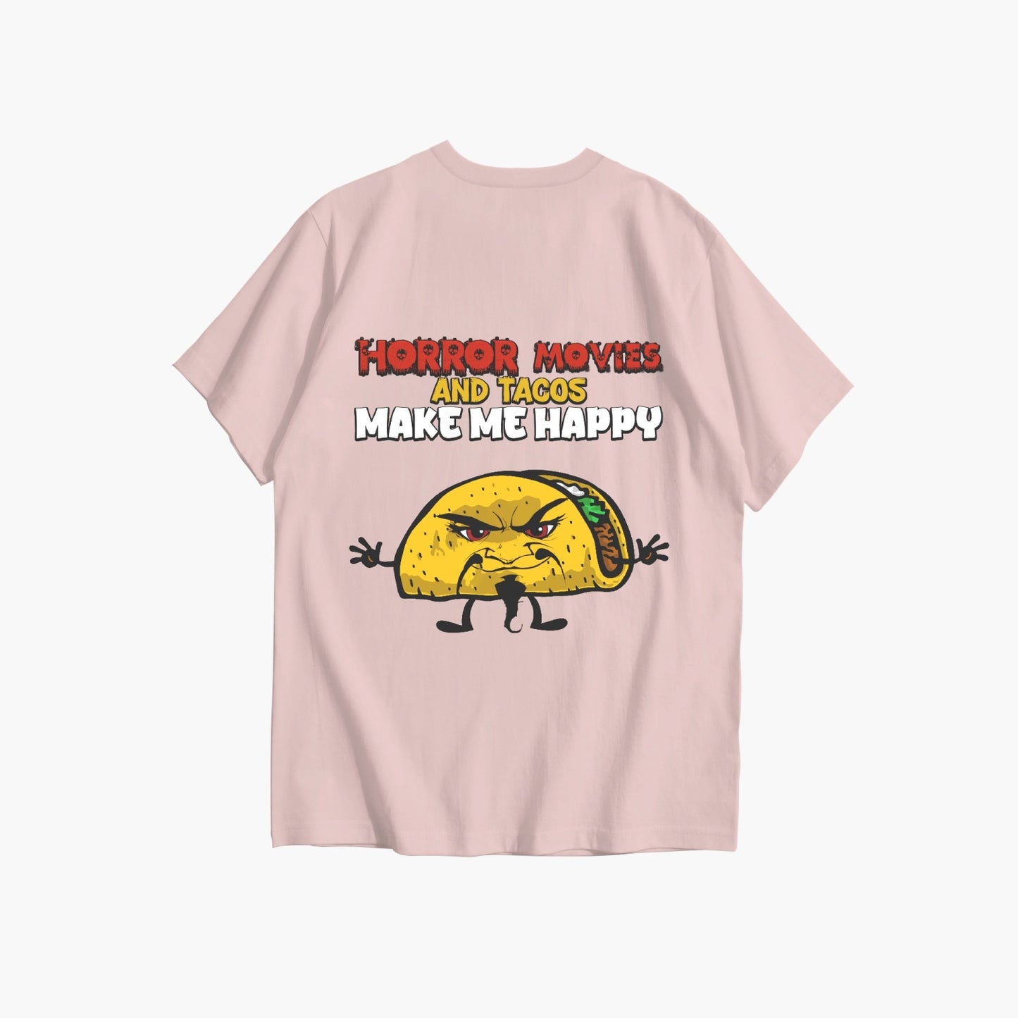 Custom front print - Evil Taco - Horror movies and taco make me happy Unisex Ultra Cotton Tee - Merencalle