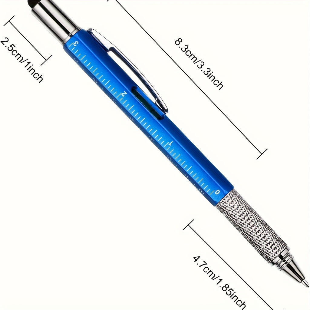 6-in-1 MultiTool Pen – Stylus, Screwdrivers, Ruler, Level & Ballpoint Pen