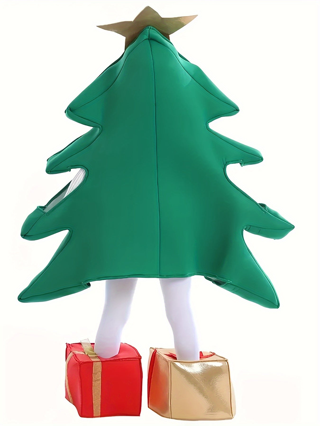 Christmas Tree Costume Set – 2-Piece Green Tree Costume + Gift-Shaped Shoes (Unisex)