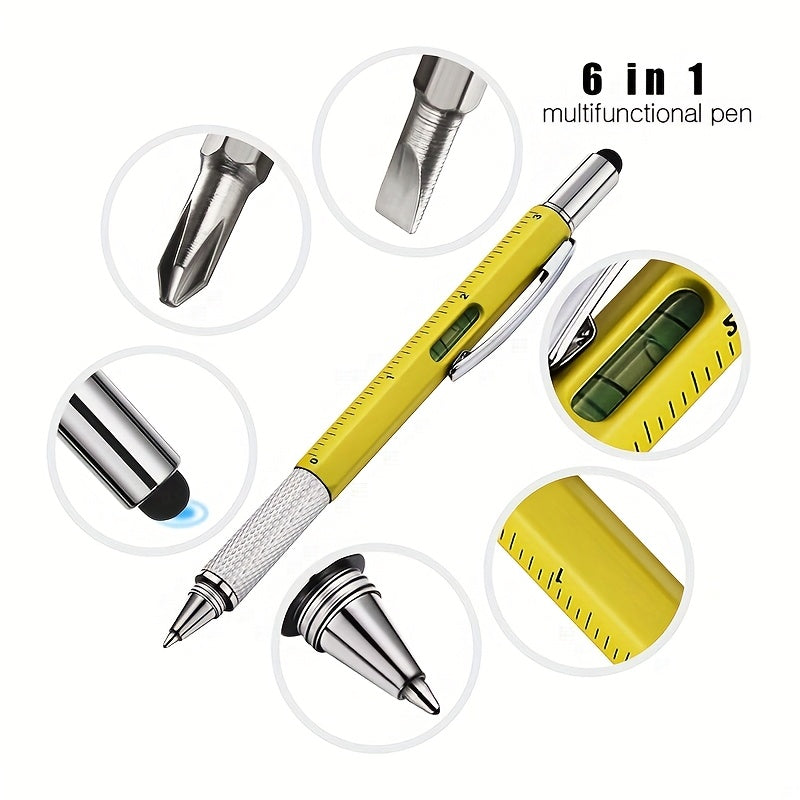 6-in-1 MultiTool Pen – Stylus, Screwdrivers, Ruler, Level & Ballpoint Pen