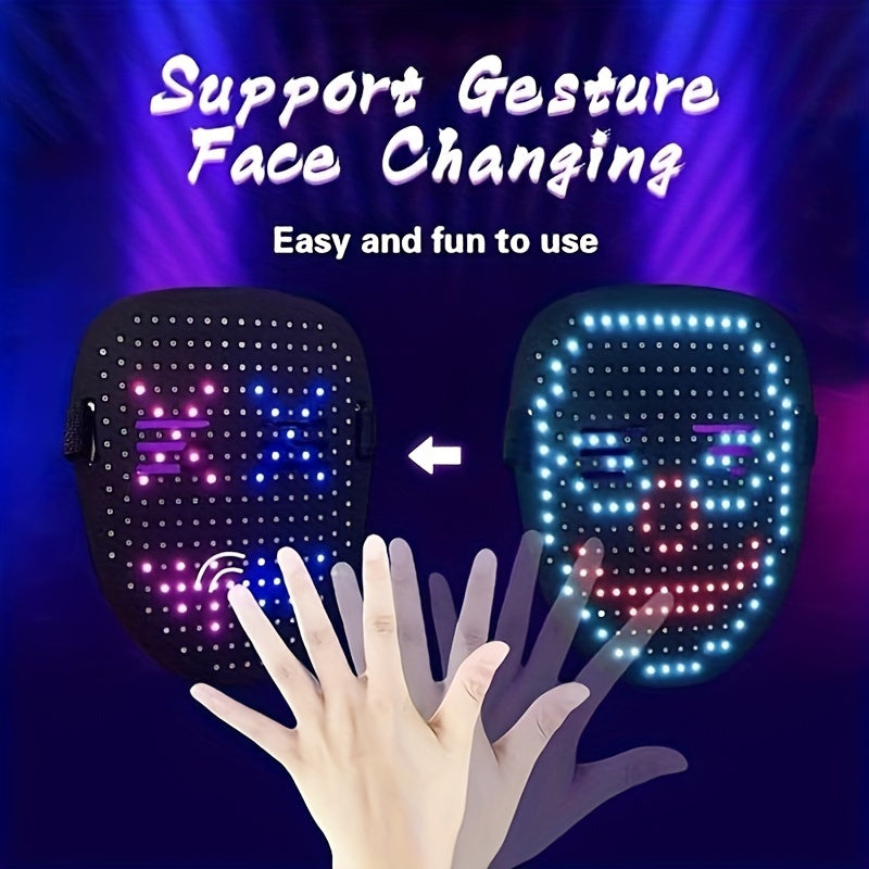 Universal LED Gesture-Sensing Mask – Image-Changing for Holidays, Parties, Festivals & DJ Décor