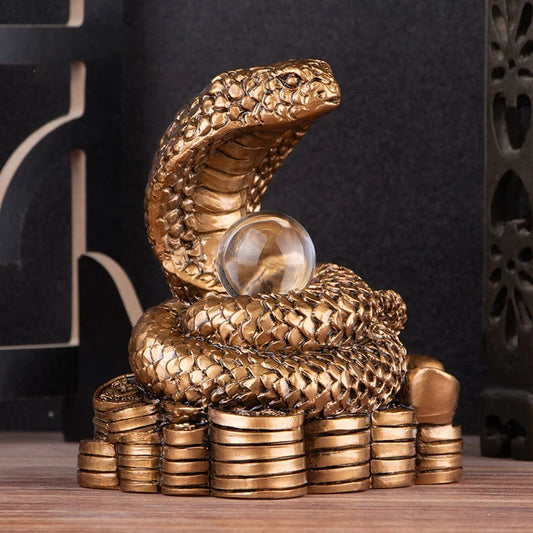 2025 Year of the Snake Feng Shui Figurine - Chinese Style Resin Statue for Luck & Prosperity