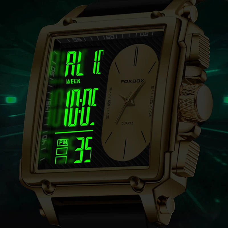 LIGE Square Digital Watch – Men's Waterproof Sports Chronograph