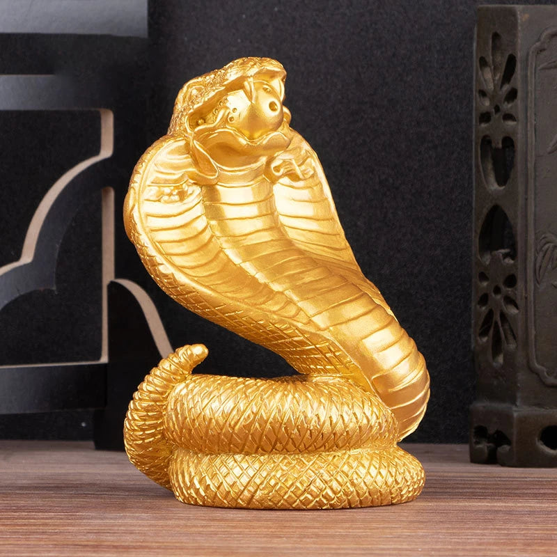 2025 Year of the Snake Feng Shui Figurine - Chinese Style Resin Statue for Luck & Prosperity