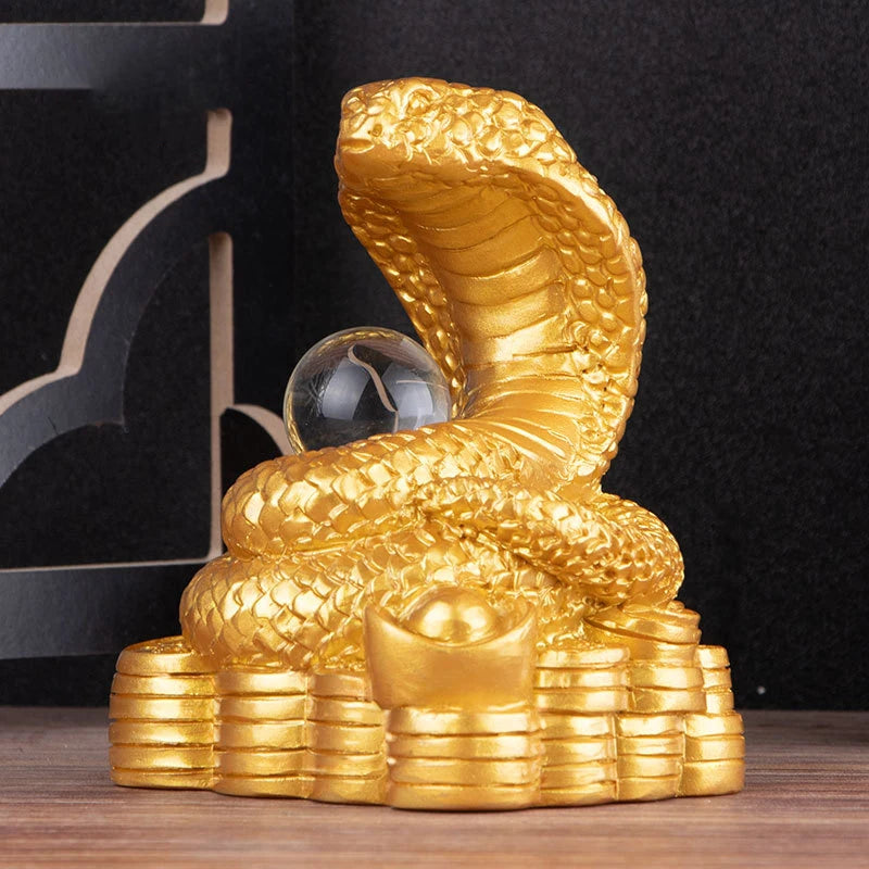 2025 Year of the Snake Feng Shui Figurine - Chinese Style Resin Statue for Luck & Prosperity