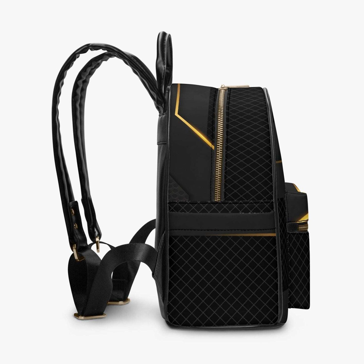 Black and gold stripes All Over Printed PU Backpack - Merencalle