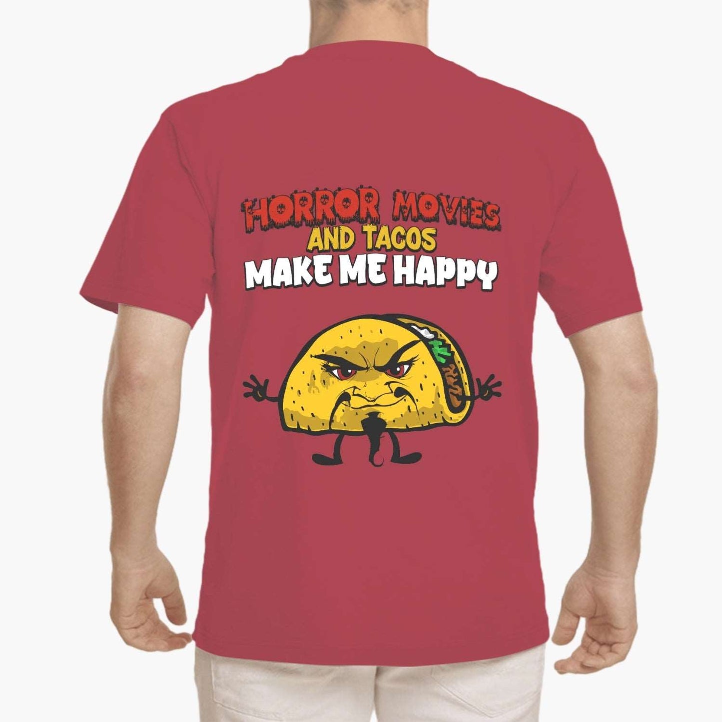 Custom front print - Evil Taco - Horror movies and taco make me happy Unisex Ultra Cotton Tee - Merencalle