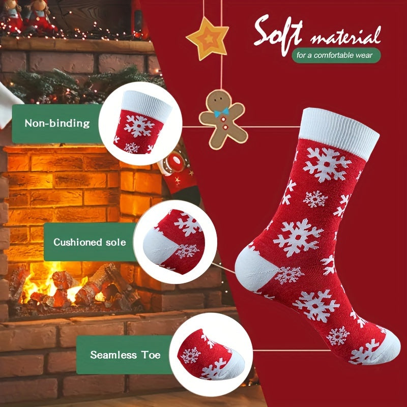 12/20pcs Cozy Holiday Crew Socks – Festive Santa & Gingerbread Designs, Perfect Gift