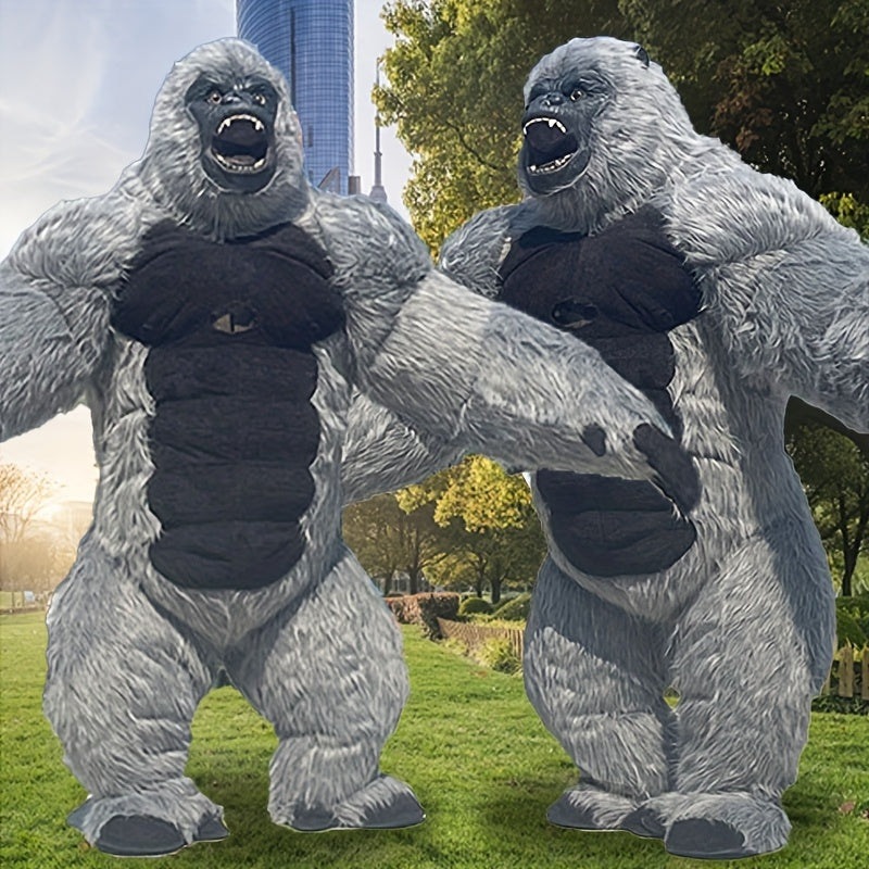 Inflatable Gorilla Costume - Cartoon Style Black Fur, Battery Operated, Durable & Fun Design for Halloween, Christmas, and Corporate Events, No Batteries Included, Inflatable Costume, Event Attire, Playful Design, Easy Setup Costume, Halloween Costume Ma