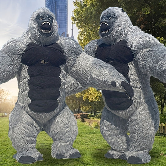 Inflatable Gorilla Costume - Cartoon Style Black Fur, Battery Operated, Durable & Fun Design for Halloween, Christmas, and Corporate Events, No Batteries Included, Inflatable Costume, Event Attire, Playful Design, Easy Setup Costume, Halloween Costume Ma
