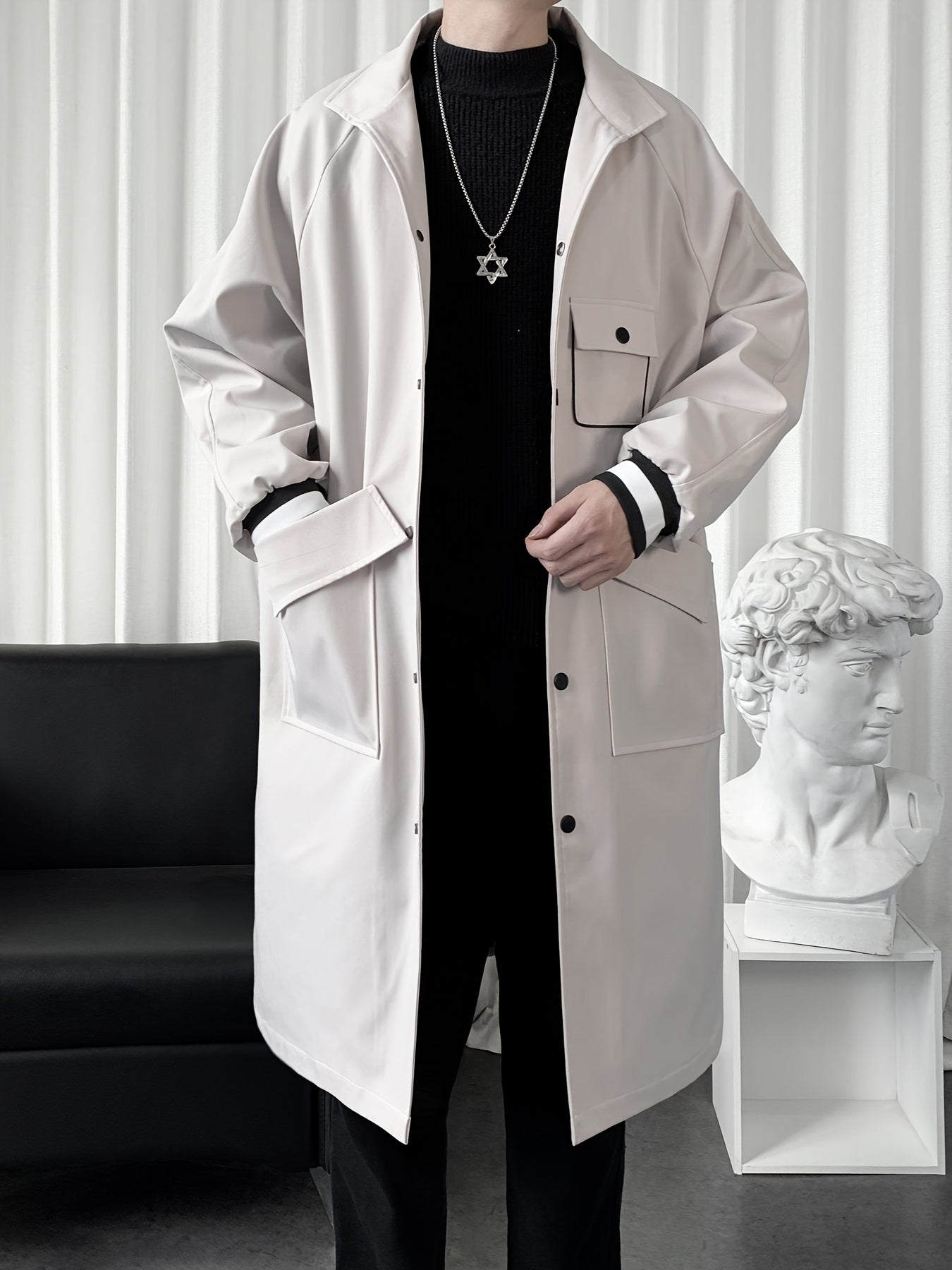 Men's Winter Trench Coat – Stylish Mid-Length Jacket, Perfect Gift for Autumn & Winter