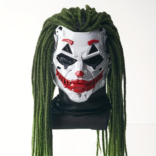 1pc Joker Clown Costume Mask - Inspired Horror Joker Mask with White & Red Lip Design, Clear Eyes & Sharp Jawline - Non-Toxic & Easy-to-Wear for Cosplay, Carnival, Costume Parties - Joker Makeup Effect for Adults & Teens (No /Electrical Components) - Fun
