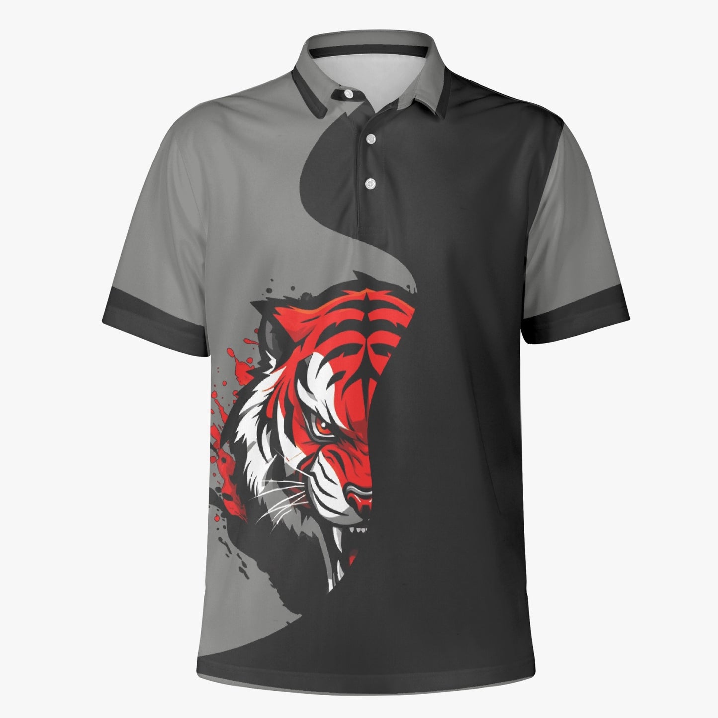 Office Shirt TIGER Handmade AOP Men Polo Shirt - Merencalle