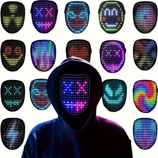 Universal LED Gesture-Sensing Mask – Image-Changing for Holidays, Parties, Festivals & DJ Décor