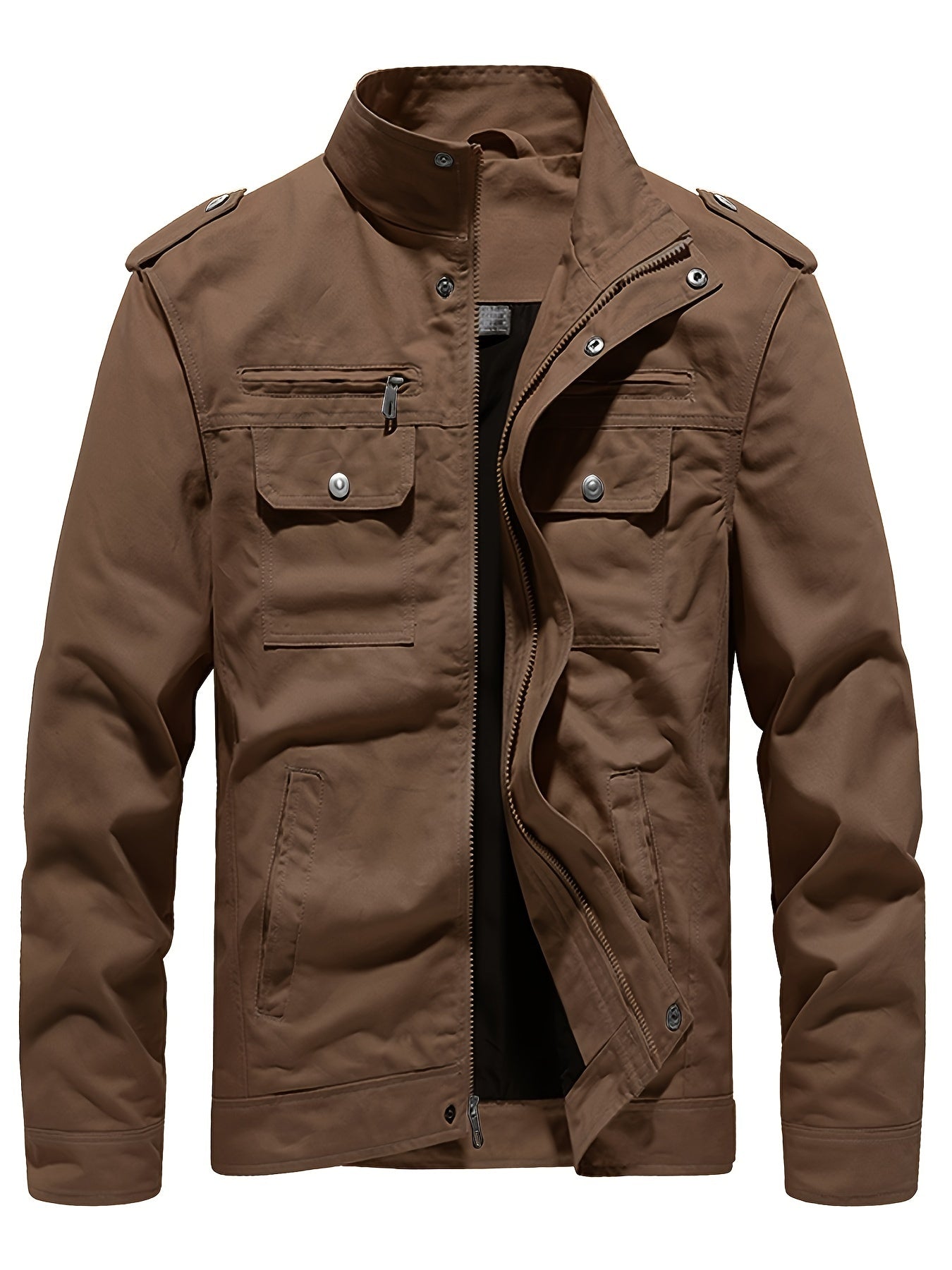 Men's Stand Collar Cotton Zipper Jacket – Casual Fashion Trench Coat