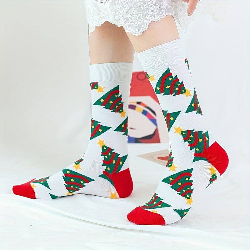 12/20pcs Cozy Holiday Crew Socks – Festive Santa & Gingerbread Designs, Perfect Gift