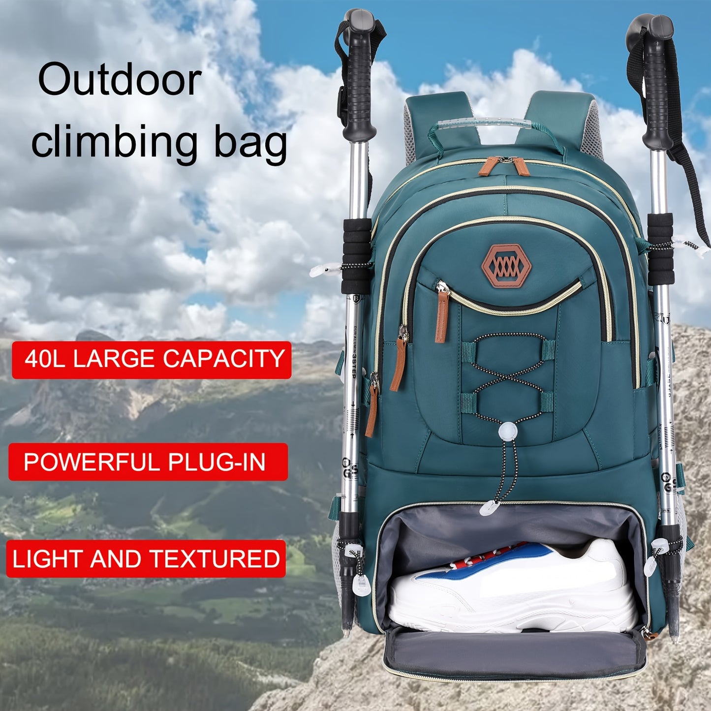 "Versatile Outdoor Travel Backpack with Shoe Storage - Large Capacity Sports Camping Backpack for Men and Women, Includes Laptop Compartment